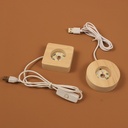 Factory direct solid wood square round luminous base led night light usb plug-in ornaments logo lettering