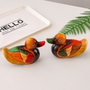 Cute Korean Style Mandarin Duck Wooden Hand-painted Color Duck Ornaments Interior Bedroom Room Decoration Wedding