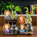 Creative home resin crafts decoration four little monk flower arrangement hydroponic green radish vase desk decoration