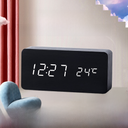 Simple charging mute wood clock LED luminous alarm clock creative digital voice electronic clock gift holder clock