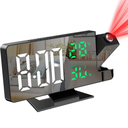 投影闹钟多功能LED温湿度显示贪睡智能电子时钟时间记忆卧室台钟
