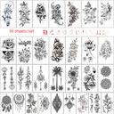 Small Fresh Tattoo Sticker Black and White Flower Tattoo Korean Waterproof Snake Tattoo Sticker Set