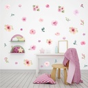 Cross Border Pink Flower Wall Sticker Watercolor Girl Bedroom Living Room Wedding Party Floral Waterproof Decoration Self Adhesive Wall Sticker
