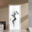 跨境创意3D门贴 浴室门墙贴背影贴纸 模糊性感女人门贴自粘可移除