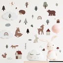 Cartoon Wallpaper Wall Stickers Switch Stickers Children's Room Bedroom Kindergarten Beautification Decoration Self-adhesive Small Tree Animal Stickers