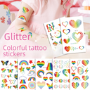 spot glitter tattoo stickers gradient colorful face children rainbow butterfly temporary waterproof sweat stickers