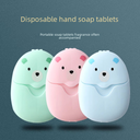 Disposable Soap Tablets Travel Portable Paper Soap Tablets Student Children Carry Mini Bear Hand Washing Tablet Box