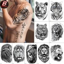 Arm Tattoo Sticker Waterproof Half Arm Tiger Lion Animal Tattoo Sticker Cross Border Set