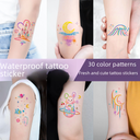 Small fresh color tattoo stickers ins style cute cartoon long-lasting waterproof flower arm clavicle sticker women tatoo