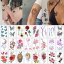 Small Fresh tattoo Sticker English Letter Flower Butterfly Sketch Line Waterproof tattoo Sticker