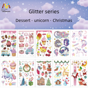 Glitter Cute Christmas Dessert Unicorn Children Tattoo Sticker Waterproof Lasting Tattoo