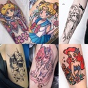 Japanese Lolita cartoon tattoo stickers beautiful girl ins style anime flower arm tattoo stickers waterproof female long-lasting men