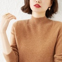 semi-high collar sweater women's autumn and winter short pullover solid color loose sweater padded base shirt a generation of hair