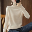 Stand Collar Sweater Women's Autumn and Winter Thick Korean Style Women's Solid Color Pullover Loose Knitted Long Sleeve Base