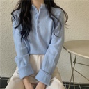 Soft milk blue sweater women's autumn and winter Korean version of loose bottoming pullover Joker long sleeve knitted jacket