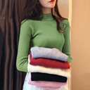 Core-spun Yarn Autumn Korean Style Slim-fit Top Long-sleeved Knitted Half-turtleneck Pullover Sweater Base-layer Shirt for Women