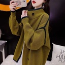 autumn and winter Korean color matching turtleneck sweater women's loose lazy wind network popular sweater coat women's clothing