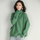 Autumn and Winter Women's Japanese Candy Color High Collar Knitted Top Lazy Style Loose Large Size Thickened Sweater