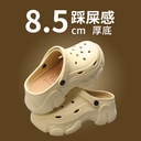 Summer Hole Shoes Women's Outdoor Wear High Heel Thick Bottom Small Size Elevated Shit Treading Sense EVA Sandals and Slippers