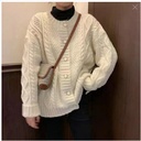 Autumn and Winter Casual Round Neck Single Breasted Twist Loose Knitted Cardigan Slimming Solid Color Sweater Coat Women's Clothing