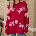 Sweater Factory Alphabet Jacquard Large Size Pullover Sweater Simple Style Love Valentine's Day Sweater