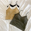 Spring and Summer Korean Style Camisole Women's All-match Camisole with Chest Pad Fixed Cup Sleeveless Base Beauty Back Thin Shoulder Strap Underwear