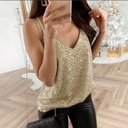 Women's Summer Sexy V-neck Shiny Silver Dot Pearlescent Camisole