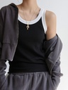 Knitted Thread Cotton Base Sling Small Vest Women's Summer Inner Contrasting Color Covering Emulsion Black Outer Sleeveless Top