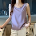 Real Shot Chiffon Camisole Women's Loose Round Neck Outer Wear Base Shirt Small Suit Inner Sleeveless Top