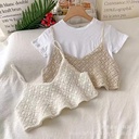 French-style Niche V-neck Hollow-out Crochet Sling Women's Small First Love Sweet Outer Short Vest Top Trendy