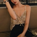 Sling Outer Wear Fashionable Didi Bouncing Summer Korean Style Golden Glitter Sequin Vest Women's Inner Wear Sexy Women