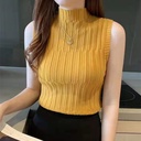 Retro Half-turtleneck Slim-fit Sweater Women's Sleeveless All-match Base Vest Top