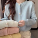 Fresh Style Round Neck Knitted Cardigan Women's Spring and Autumn Sense Age-reducing Loose Top Candy Color Jacket Women's Trendy