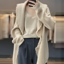 Solid Color Mid-length Autumn and Winter Lazy Style Sweater Mid-length Soft Waxy Tether Knitted Cardigan Women's Coat