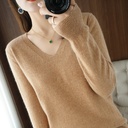 Autumn and Winter New Knitted Sweater Women's V-Neck Long-Sleeved Pullover Top Solid Color Korean Style Loose Base Shirt Slim Outer Wear Thin