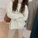 Solid Color Twist Sweater Women's Base Outer Wear Autumn and Winter Sweater Loose Pullover Round Neck Solid Color Sweater Top