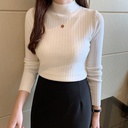 Women's half turtleneck bottoming shirt inner thin autumn and winter Western style short sweater long sleeve sweater top