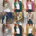 Spring Women's Fashion Collar Color Matching Sequin Jacket Short Casual All-match Small Jacket