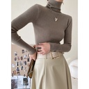 Sinan Elegant Simple Solid Color Turtleneck Sweater Early Spring Stretch Slim Base Shirt SN0647