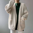 Lazy Style Solid Color Knitted Cardigan Sweater Jacket Women's Spring and Autumn Korean Style Internet Celebrity Loose Large Size Top