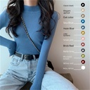 Solid Color Autumn Half-turtleneck Long-sleeved Sweater Women's Candy Base Shirt Slim-fit Half-turtleneck Sweater for Women