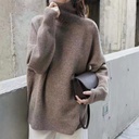 Autumn and Winter Sweater Women's Turtleneck Pullover Loose Base Shirt Outer Wear Solid Color Women's Sweater