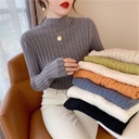 Pit Strip Half-high Collar Base Shirt Women's Inner Sweater Women's Autumn and Winter White Western Style All-match Top Black Knitted Sweater