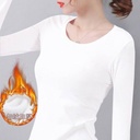 Seamless Base Shirt Women's Autumn and Winter Velvet Constant Temperature Lined Velvet Long-sleeved T-shirt Thin Velvet Heating Fiber Warm Top