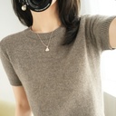 Thin Women's Knitted Short-sleeved Loose T-shirt Inner Sweater Base Shirt Spring and Autumn Summer Short Half-sleeved Top