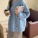 Knitted Sweater Women's Autumn and Winter Women's Twist Loose Outer Wear Lazy Style Top Pullover Base Shirt