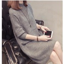 Half-high Collar Mid-length Sweater Women's Base Shirt Autumn and Winter Loose Pullover Knitted Dress Women's Long Sleeve