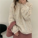 Lazy Style Motley Floral Pullover Sweater Women's Autumn and Winter Korean Style Design Sense Soft Waxy Loose Knitted Top Thick Trendy