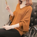 Autumn Large Size Dolman Sleeve Sweater Korean Style Women's Loose Hollow Short Knit Jacket Base Shirt