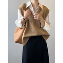 Yan Double V-neck Pullover Knitted Vest Women's Spring Korean Style Soft Waxy Loose Stacked Vest Women's P6611